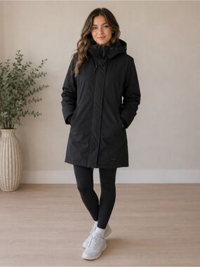 TNA Haven Parka Black Hooded Winter Coat XS